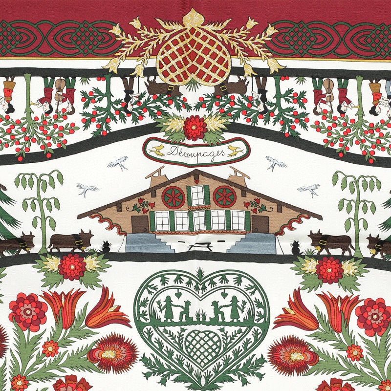 Hermes Scarf "Decoupages" by Anne Rosat 90cm Silk
