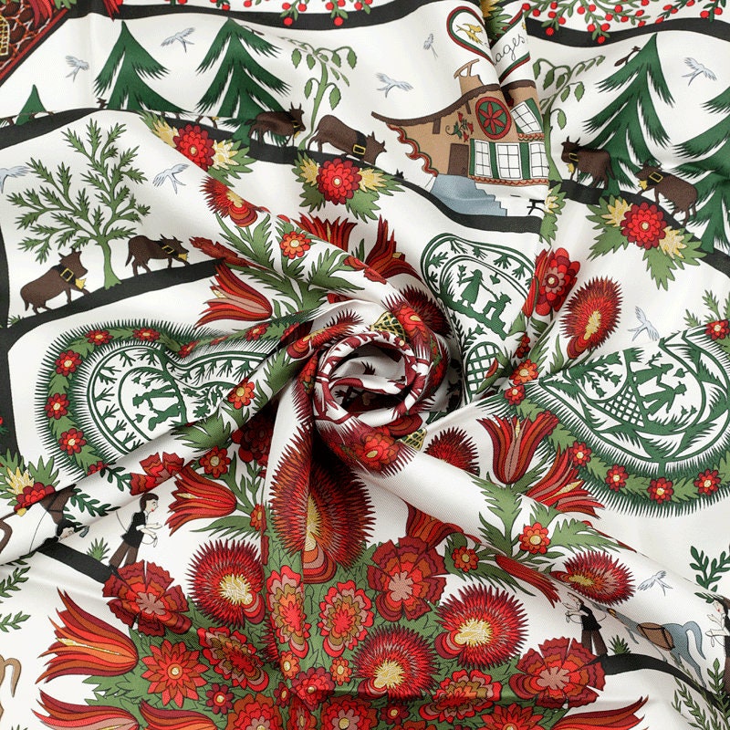 Hermes Scarf "Decoupages" by Anne Rosat 90cm Silk