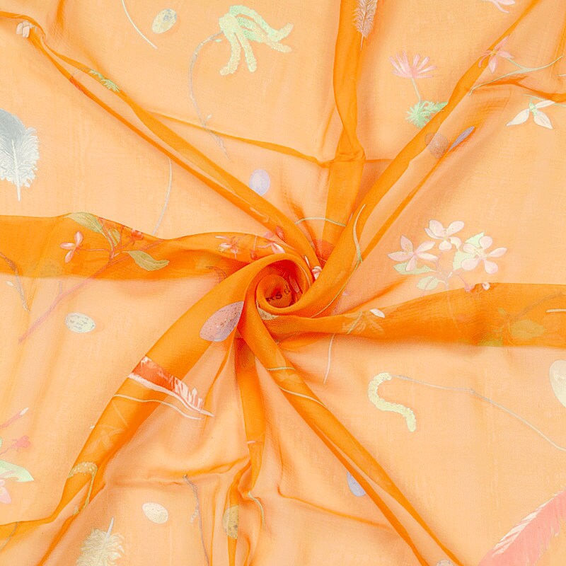 Hermes Scarf Mousseline "Fleurs et Plumes" by Leigh P. Cook 90cm Silk | NWT