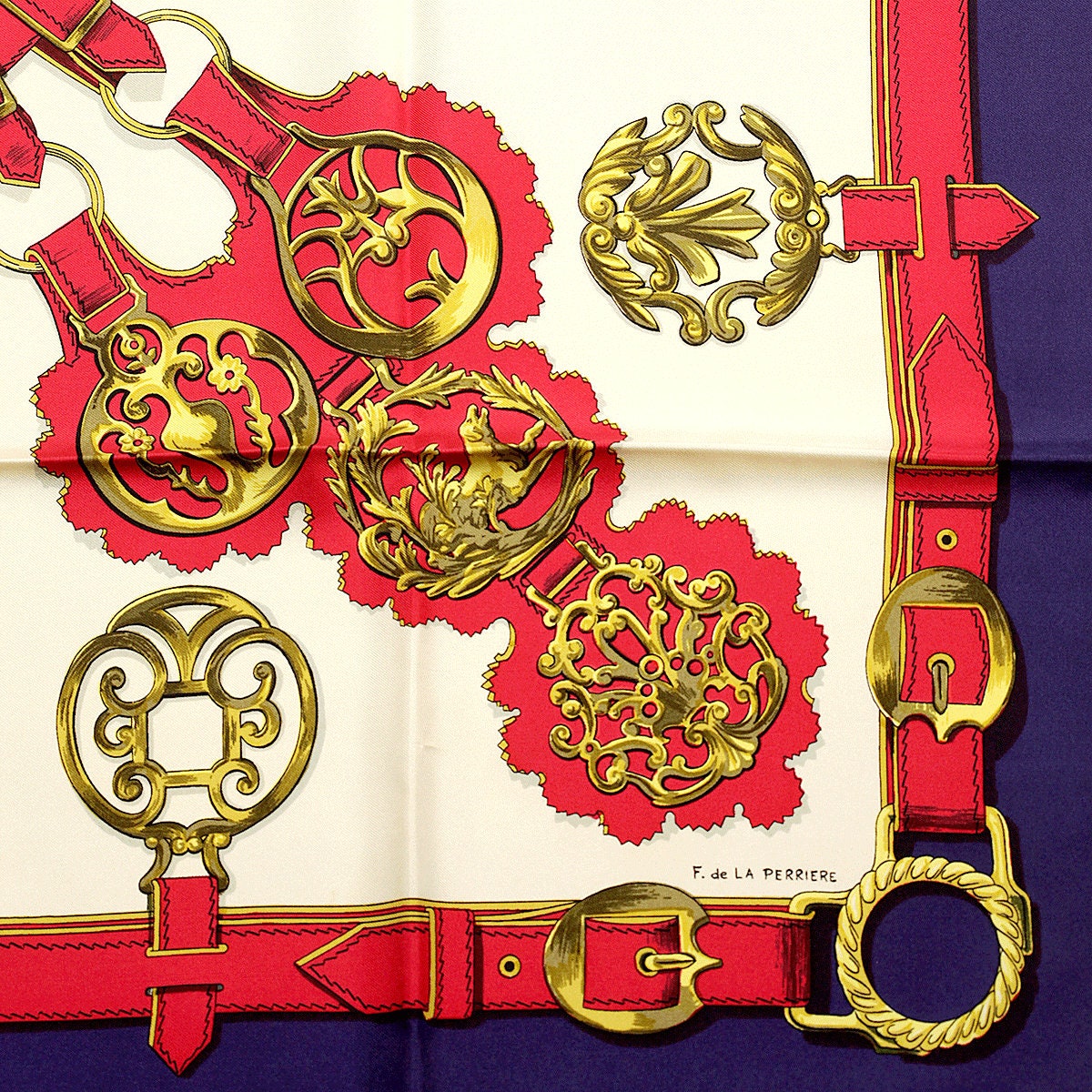 Hermes Scarf "Cuivreries" by Françoise De La Perriere 90cm Silk