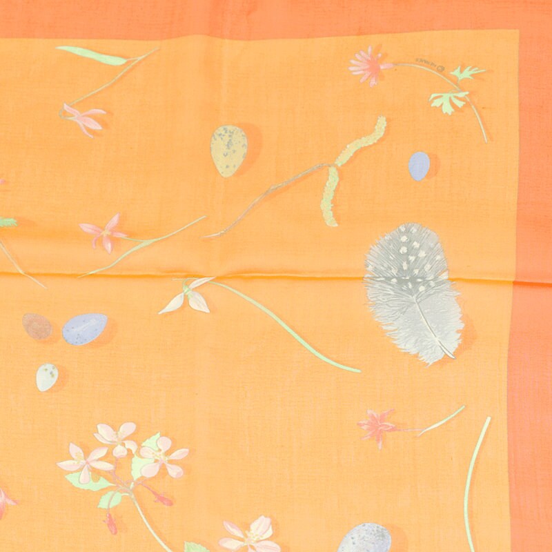 Hermes Scarf Mousseline "Fleurs et Plumes" by Leigh P. Cook 90cm Silk | NWT