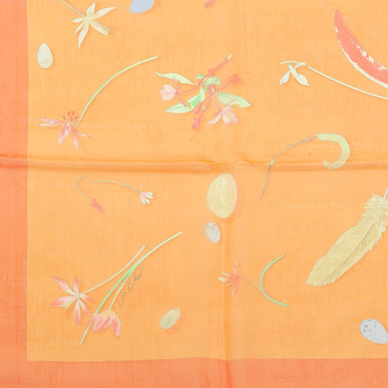 Hermes Scarf Mousseline "Fleurs et Plumes" by Leigh P. Cook 90cm Silk | NWT