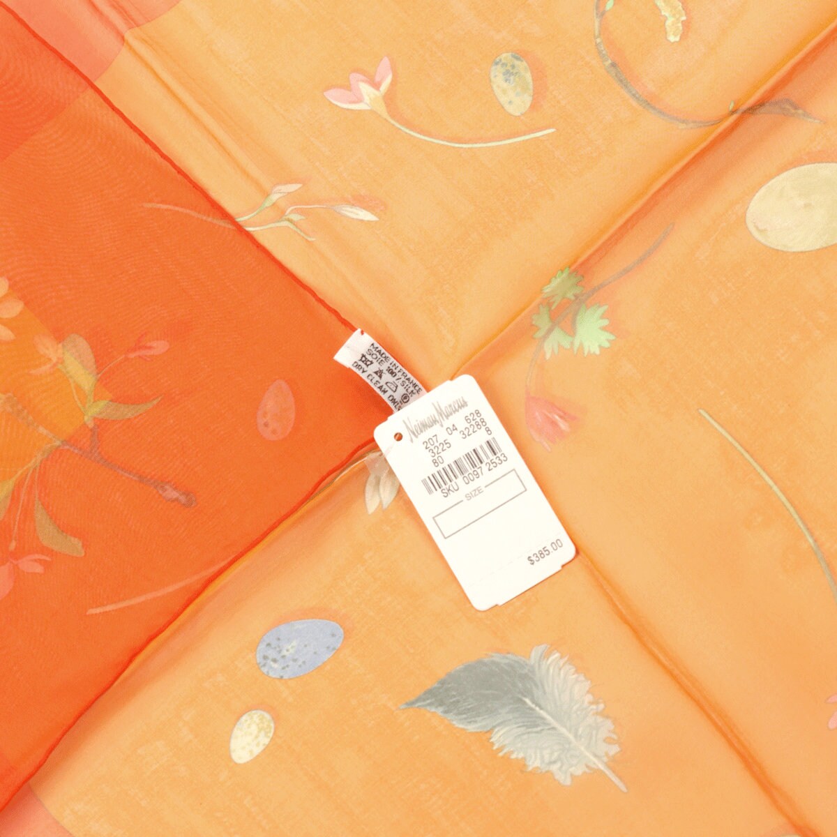 Hermes Scarf Mousseline "Fleurs et Plumes" by Leigh P. Cook 90cm Silk | NWT