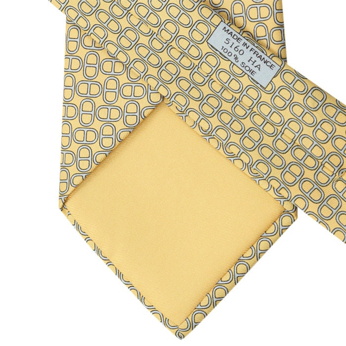 Hermes Men's Silk Tie Geometric Chaine d'Ancre Pattern 5160