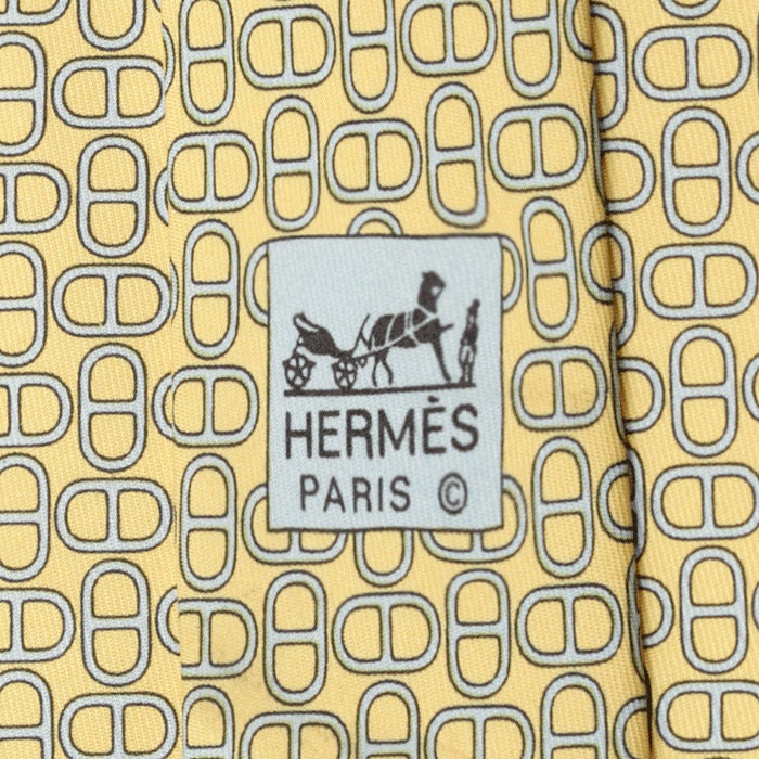 Hermes Men's Silk Tie Geometric Chaine d'Ancre Pattern 5160