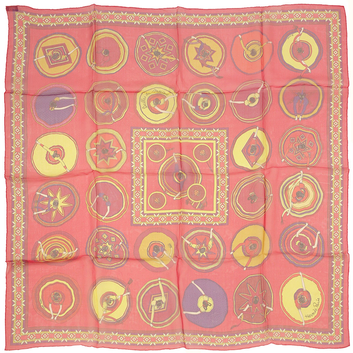 Hermes Scarf Mousseline "Belles du Mexique" by Virginie Jamin 90cm Silk