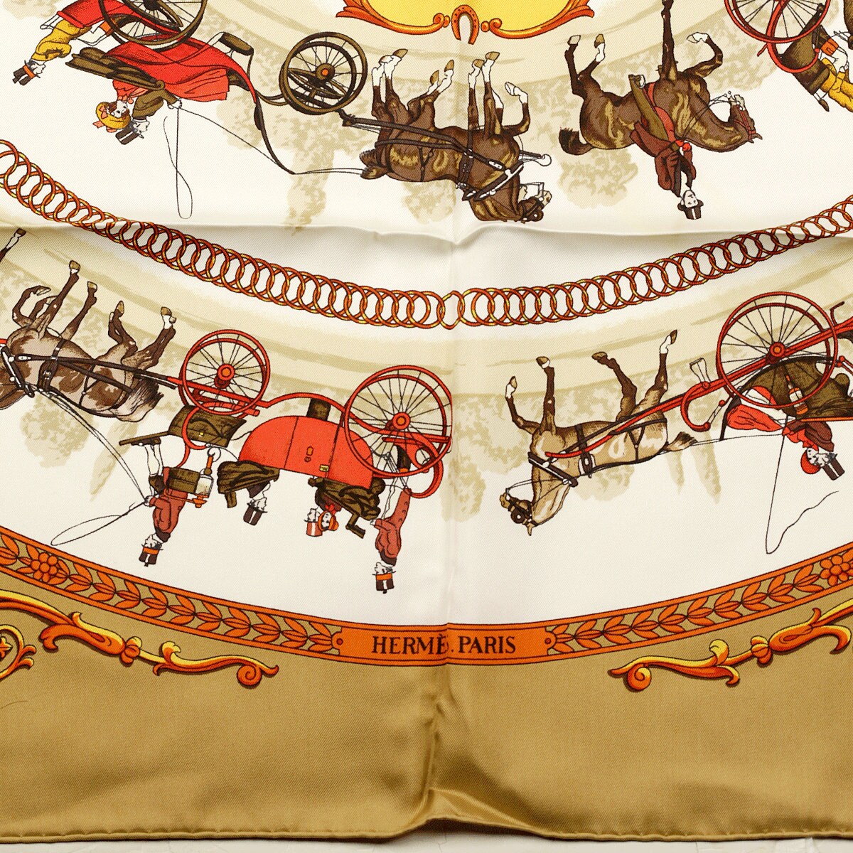 Hermes Scarf "Promenade de Longchamps" by Philippe Ledoux Vintage 90cm Silk