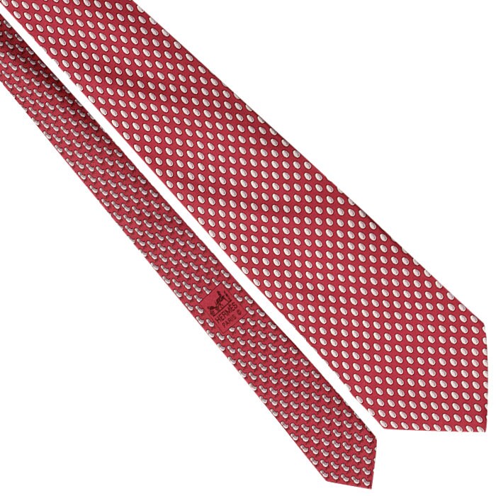 Hermes Men's Silk Tie Twillby Chicken Egg Pattern 5544