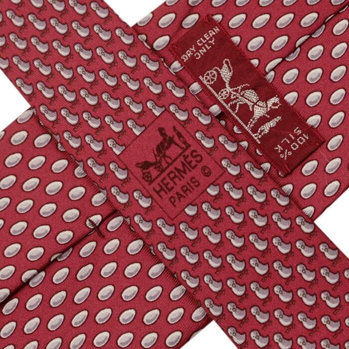 Hermes Men's Silk Tie Twillby Chicken Egg Pattern 5544