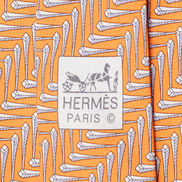 Hermes Men's Silk Tie Geometric Pattern 5334