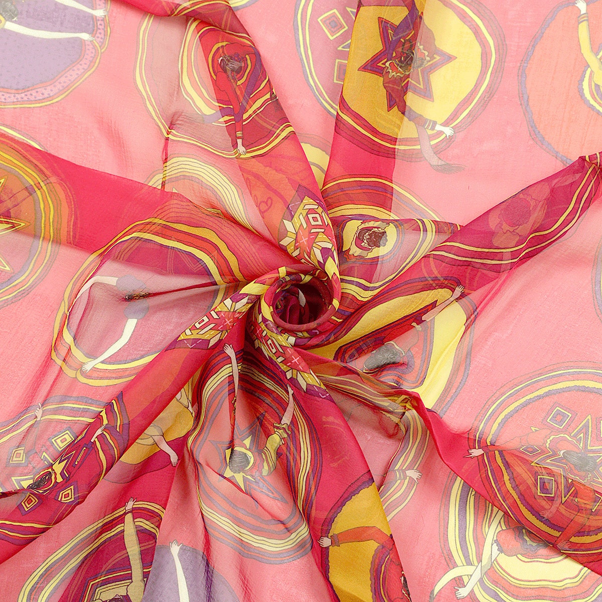 Hermes Scarf Mousseline "Belles du Mexique" by Virginie Jamin 90cm Silk