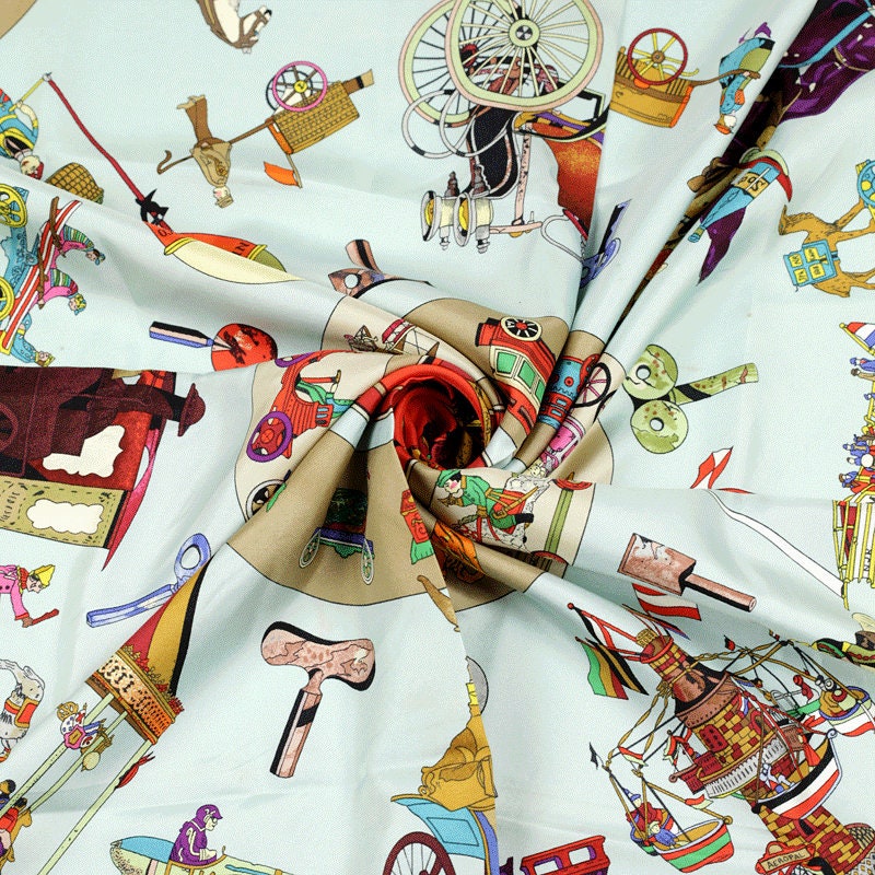 Hermes Scarf "Les Clefs du Notre Enfance" by Loic Dubigeon 90cm Silk