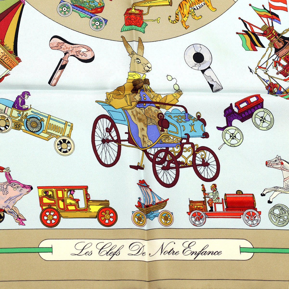 Hermes Scarf "Les Clefs du Notre Enfance" by Loic Dubigeon 90cm Silk