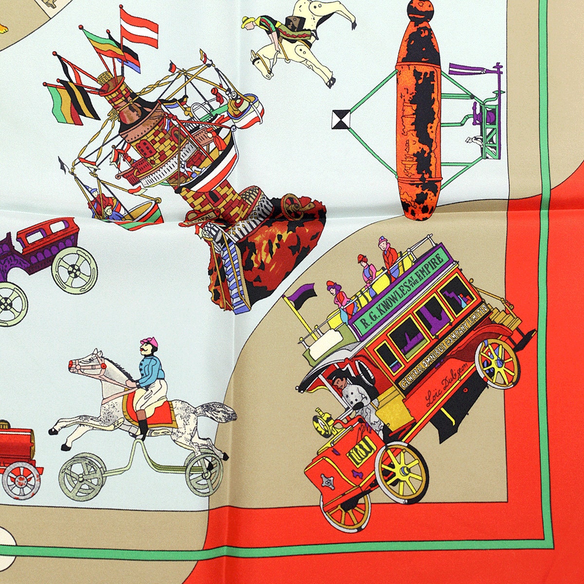 Hermes Scarf "Les Clefs du Notre Enfance" by Loic Dubigeon 90cm Silk