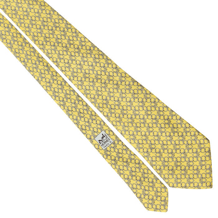 Hermes Men's Silk Tie Equestrian Geometric Pattern 5162