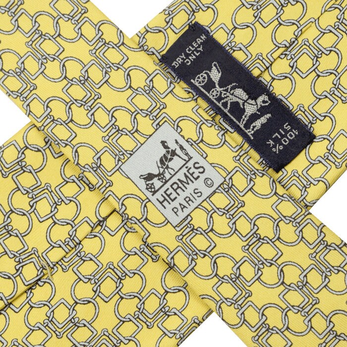 Hermes Men's Silk Tie Equestrian Geometric Pattern 5162