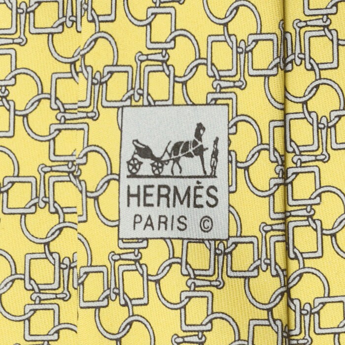 Hermes Men's Silk Tie Equestrian Geometric Pattern 5162