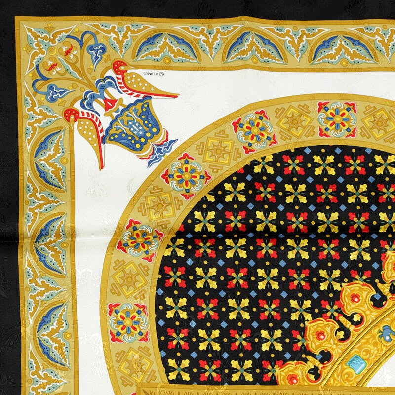 Hermes Scarf "Ciels Byzantins" by Julia Abadie Vintage 90cm Silk Jacuard