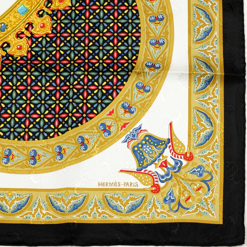 Hermes Scarf "Ciels Byzantins" by Julia Abadie Vintage 90cm Silk Jacuard