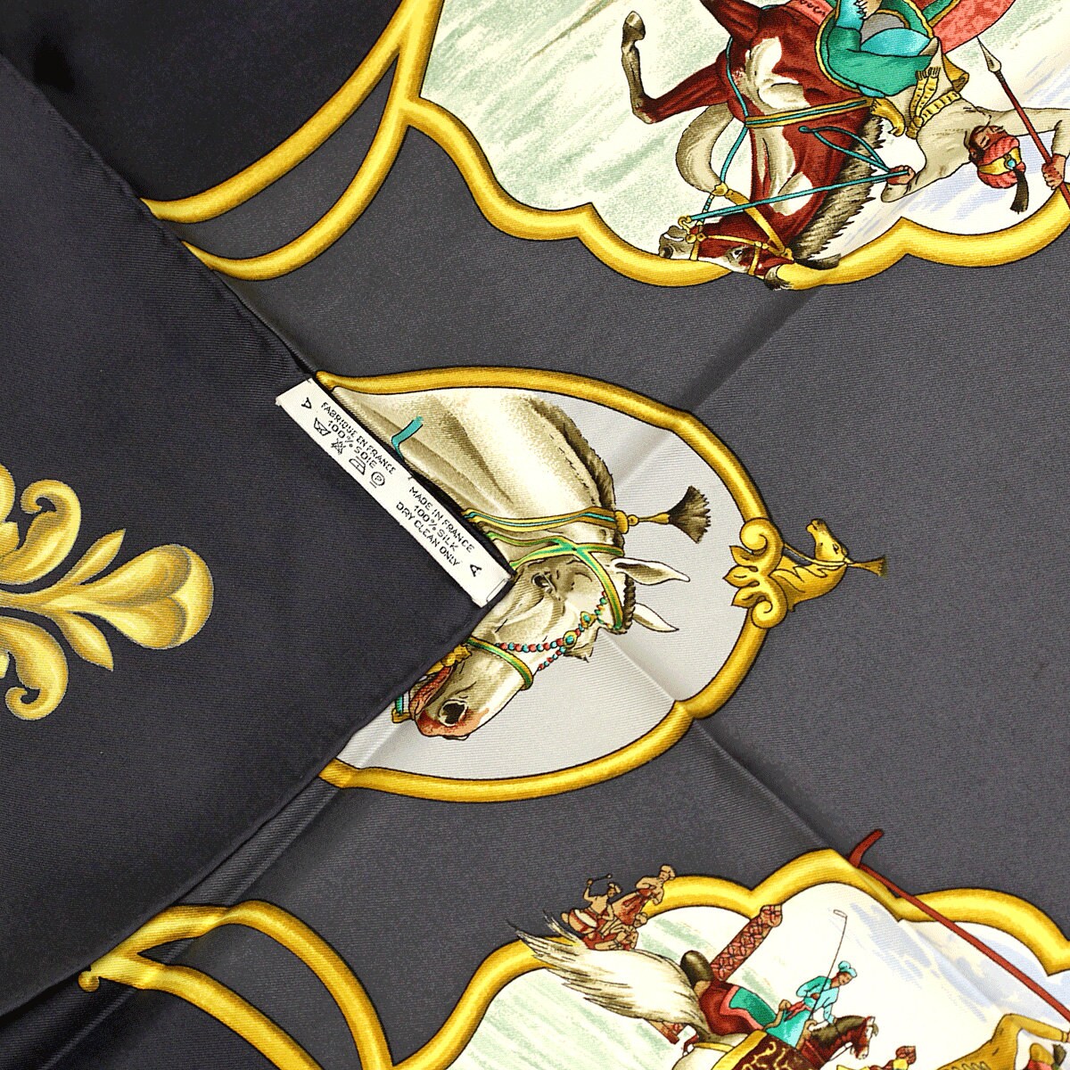 Hermes Scarf "Les Chevaux des Moghols" by Jean De Fougerolle Vintage 90cm Silk