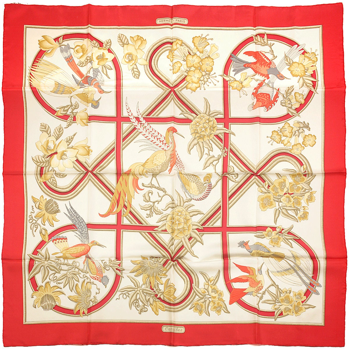 Hermes Scarf "Caraibes" by Christiane Vauzelles Vintage 90cm Silk | Foulard Carre