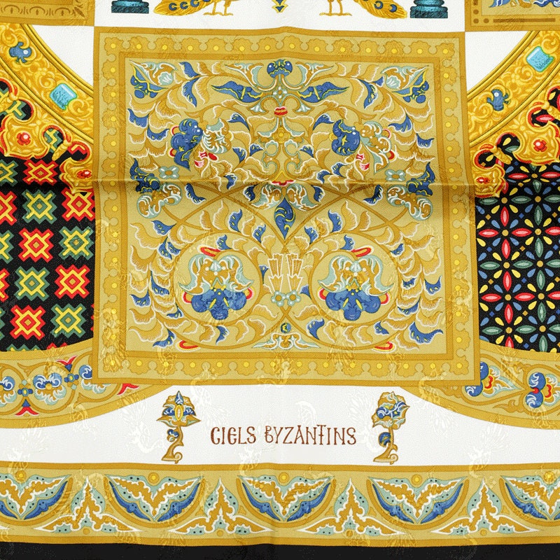Hermes Scarf "Ciels Byzantins" by Julia Abadie Vintage 90cm Silk Jacquard