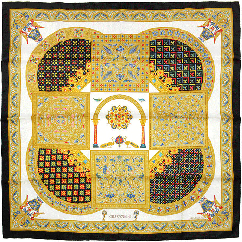 Hermes Scarf "Ciels Byzantins" by Julia Abadie Vintage 90cm Silk Jacquard