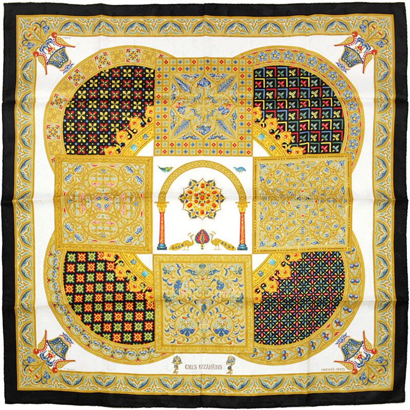 Hermes Scarf "Ciels Byzantins" by Julia Abadie Vintage 90cm Silk Jacuard