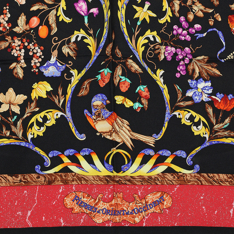 Hermes Scarf "Pierres d'Orient et d'Occident" by Zoe Pauwels Vintage 90cm Silk