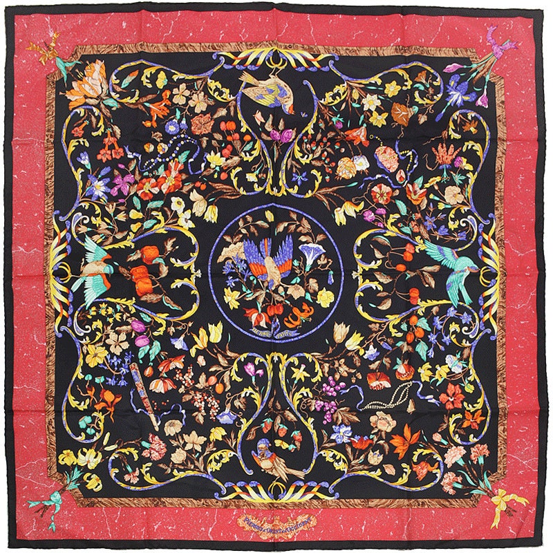 Hermes Scarf "Pierres d'Orient et d'Occident" by Zoe Pauwels Vintage 90cm Silk