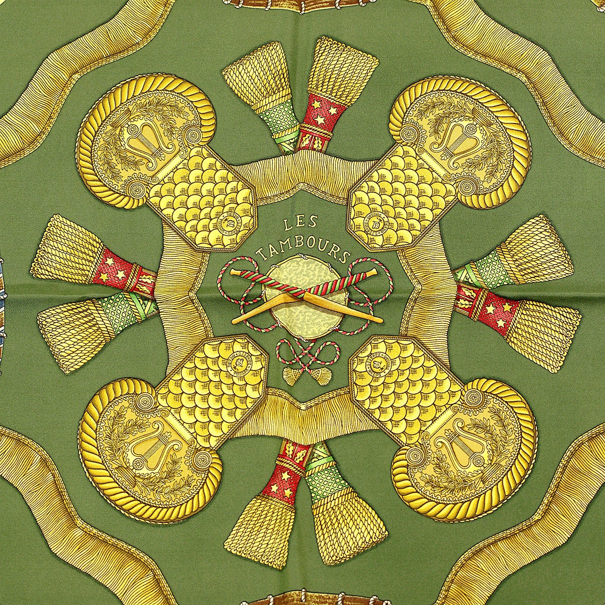 Hermes Scarf "Les Tambours" by Joachim Metz Vintage 90cm Silk | Carre Foulard