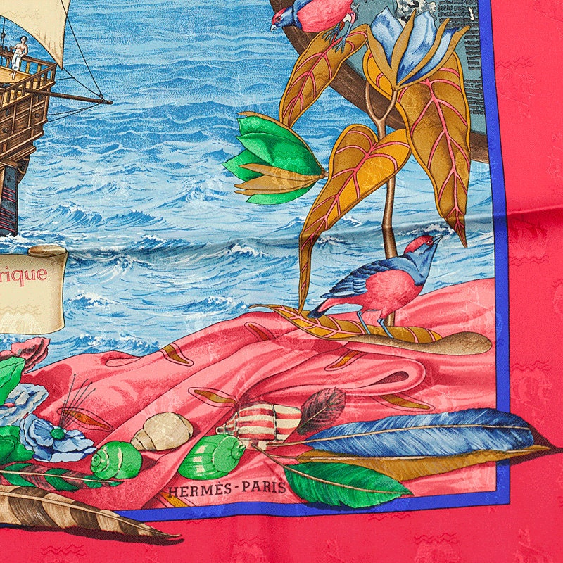 Hermes Scarf "Christophe Colomb Decouvre L'Amerique" by Carl De Parcevaux 90cm Silk