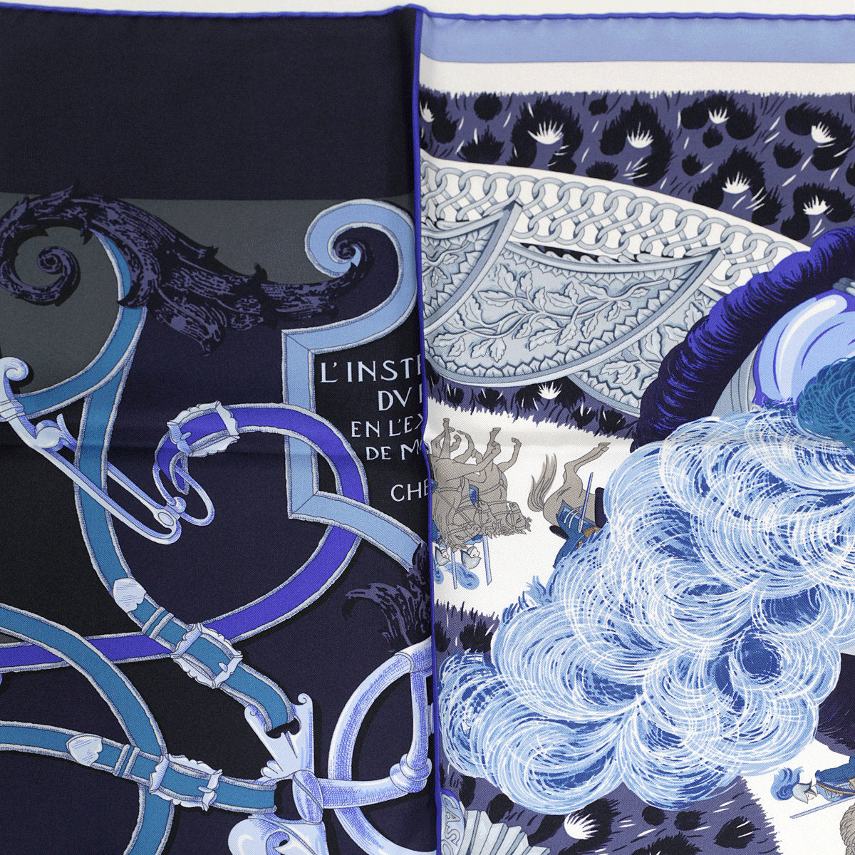 Hermes Scarf "Plumets du Roy" by Henri d'Origny and Julia Abadie 90cm Silk