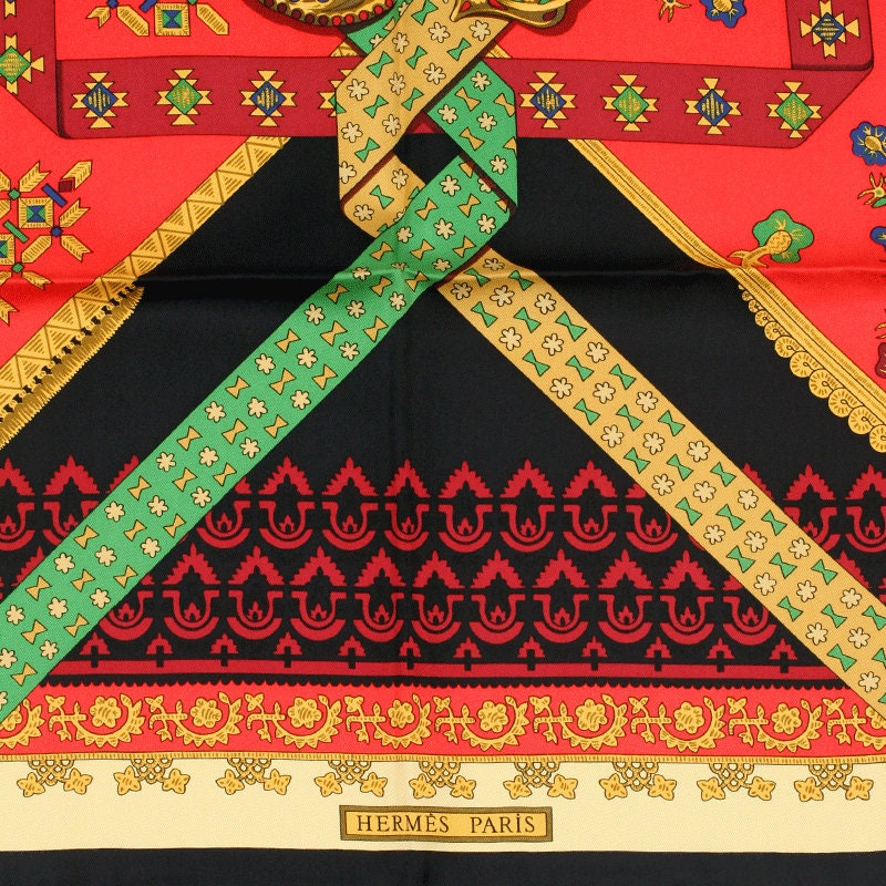 Hermes Scarf "Brins d'Or" by Julia Abadie Vintage 90cm Silk