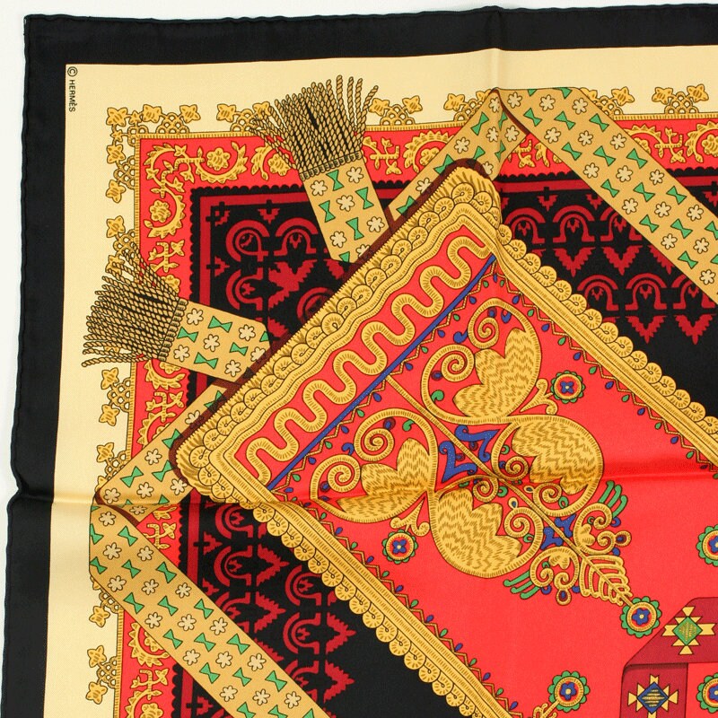 Hermes Scarf "Brins d'Or" by Julia Abadie Vintage 90cm Silk