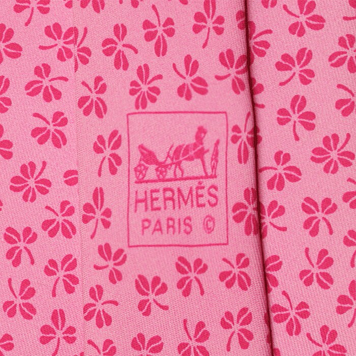 Hermes Men's Silk Tie Clovers Pattern 5137