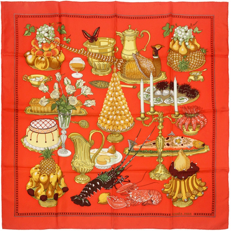 Hermes Scarf "Gastronomie" by Christiane Vauzelles 90cm Silk | Carre Foulard