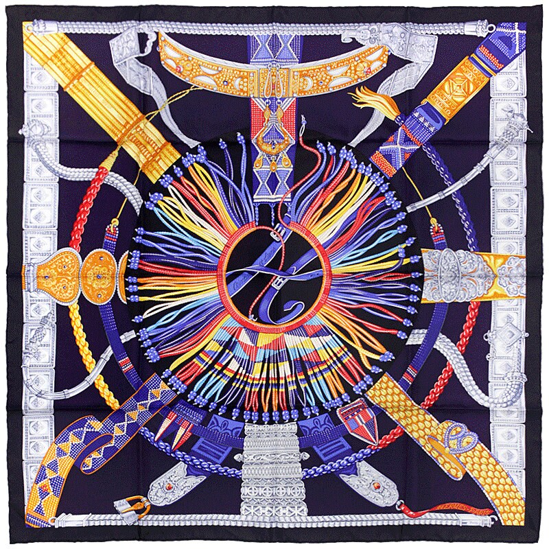 Hermes Scarf "Ceintures et Liens" by Laurence Bourthoumieux 90cm Silk