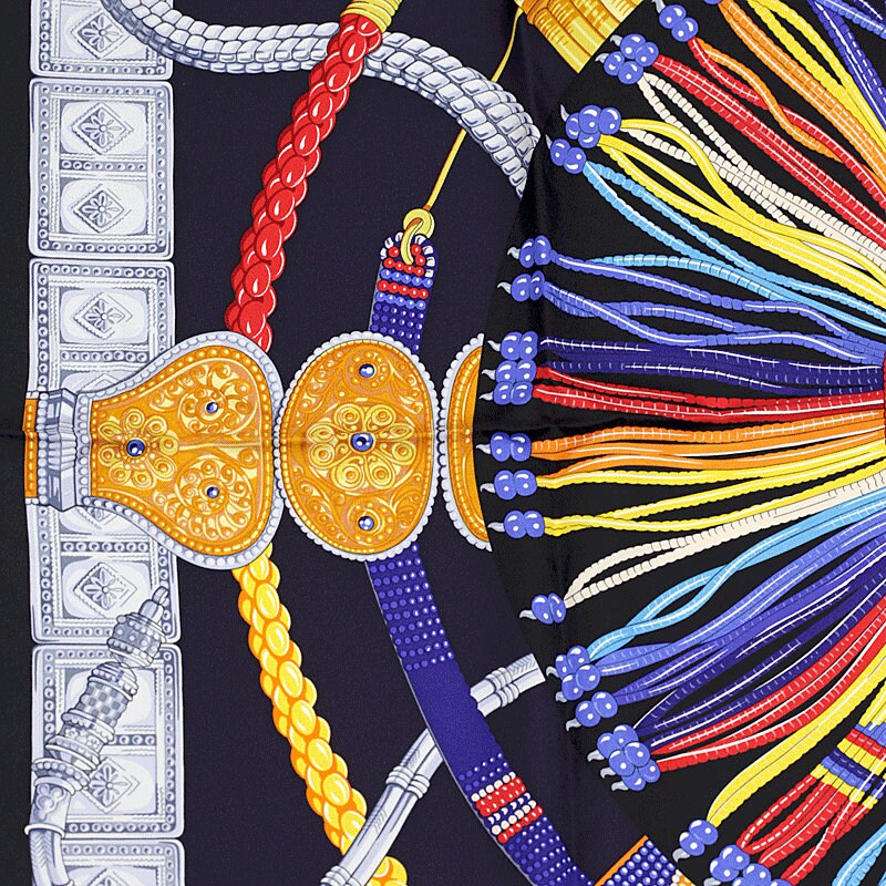 Hermes Scarf "Ceintures et Liens" by Laurence Bourthoumieux 90cm Silk