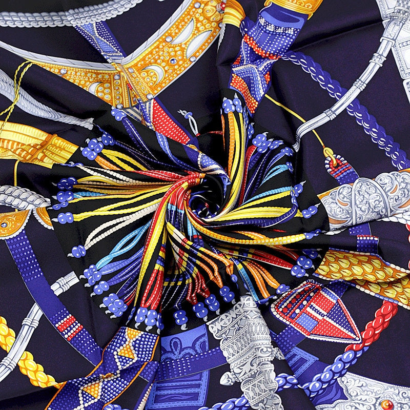 Hermes Scarf "Ceintures et Liens" by Laurence Bourthoumieux 90cm Silk