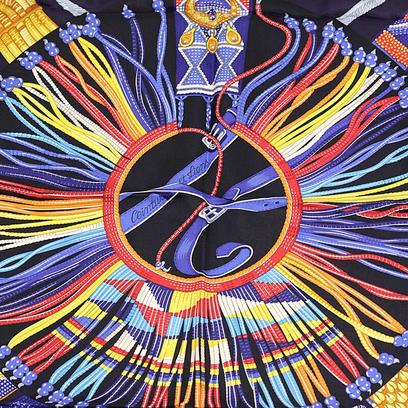 Hermes Scarf "Ceintures et Liens" by Laurence Bourthoumieux 90cm Silk