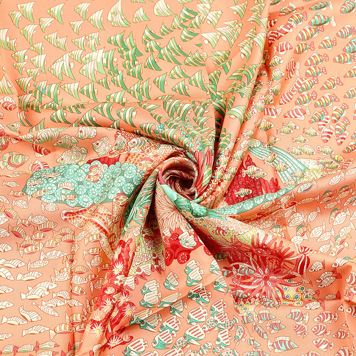 Hermes Scarf "Rencontre Oceane" by Annie Faivre 90cm Silk