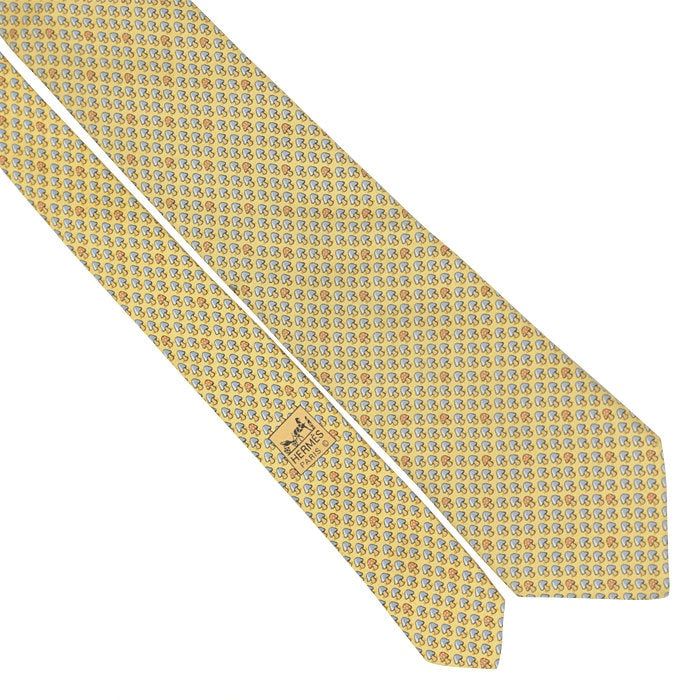 HERMES TIE Auth Mens Silk Necktie Classic Mushrooms Pattern 7923