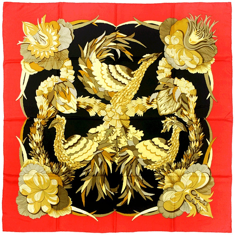 Hermes Scarf "Tahiti" by Caty Latham Vintage 90cm Silk