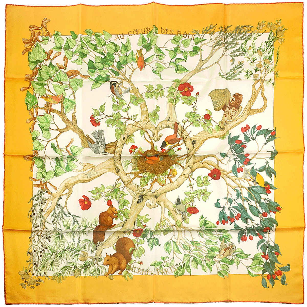 Hermes Scarf "Au Coeur des Bois" by Zoe Pauwels 90cm Silk
