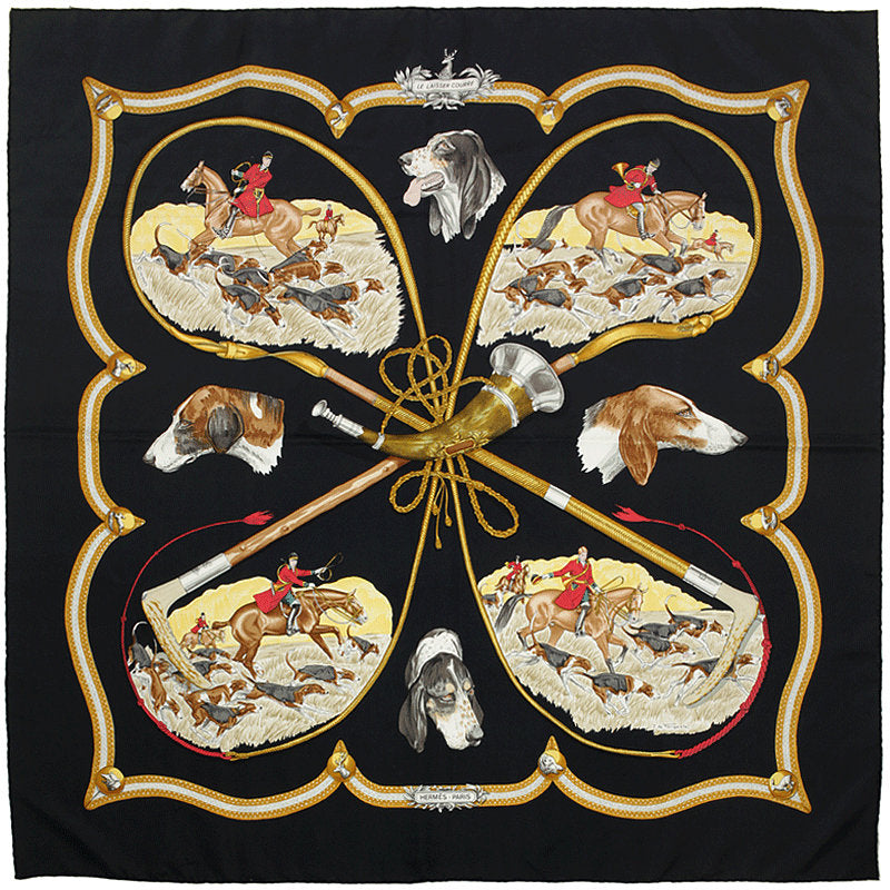 Hermes Scarf "Le Laisser Courre" by Jean De Fougerolle 90cm Silk