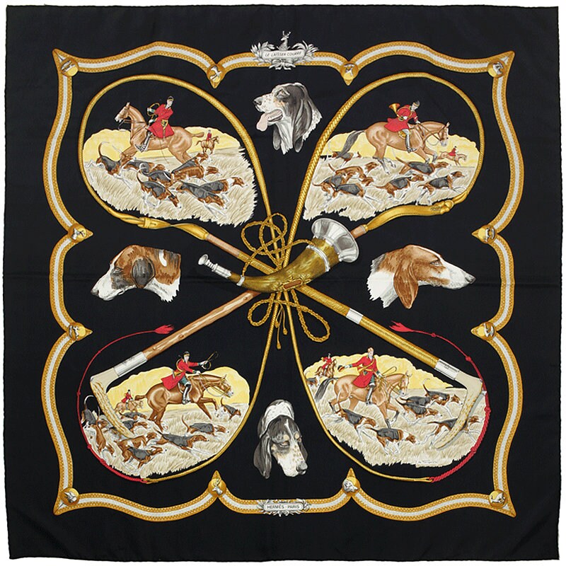 Hermes Scarf "Le Laisser Courre" by Jean De Fougerolle 90cm Silk