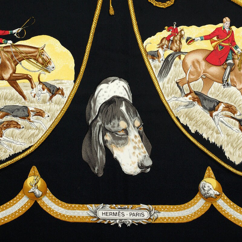 Hermes Scarf "Le Laisser Courre" by Jean De Fougerolle 90cm Silk