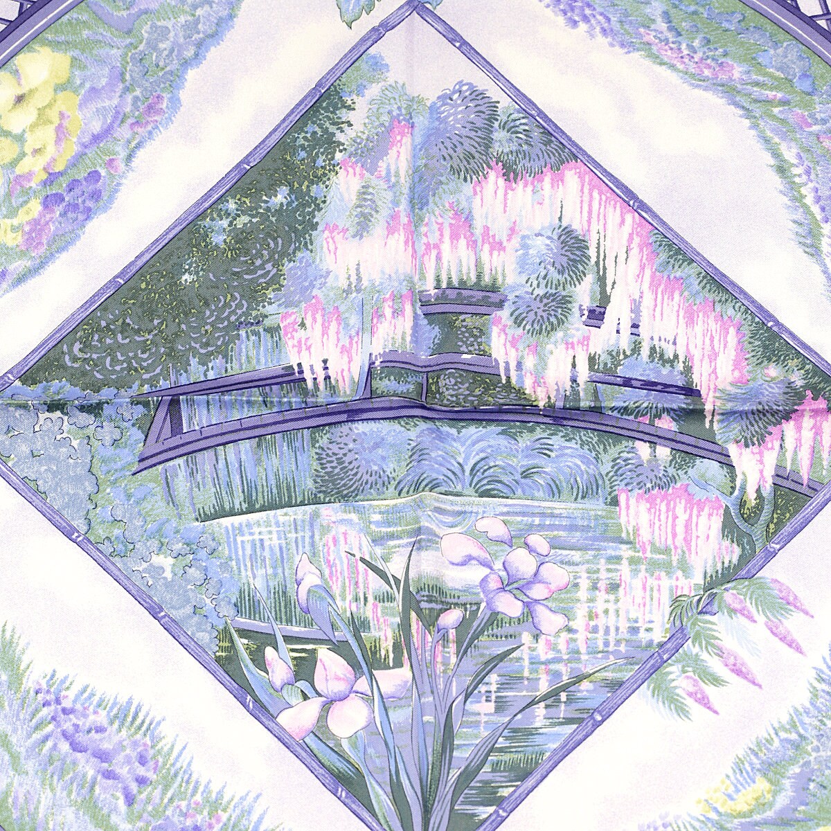 Hermes Scarf "Giverny" by Laurence Bourthoumieux 90cm Silk