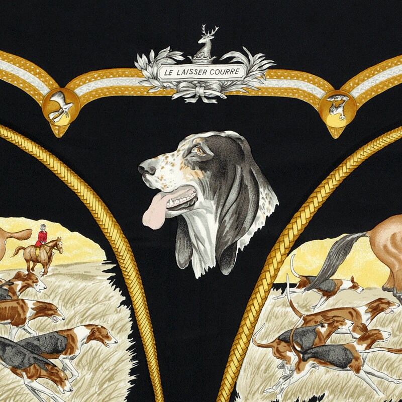 Hermes Scarf "Le Laisser Courre" by Jean De Fougerolle 90cm Silk